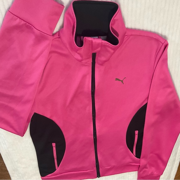 Puma Sport Lifestyles Women’s Pink Full Zip Collared Sweatshirt - Picture 2 of 8